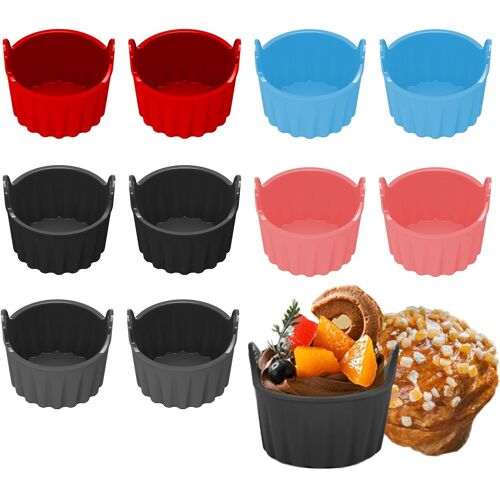 Jexnovashop-Moule Silicone Air Fryer, 10 Pièces Plat Silicone Air Fryer, Cuiseur À ?ufs Au Micro-Ondes, Réutilisable Moules De Cuisson En Silicone Pour Muffins, Cupcakes, Pudding, ?ufs Au Plat