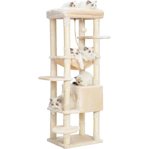Arbre ¿¿ Chat Pour Gros Chats 20 Lbs (9 Kg) R¿¿Sistant, Tour Xxl 152 Cm Pour Chat D'int¿¿Rieur, Meuble Multi-Niveaux Avec Plateforme En Peluche, Panier Doudou, Condo Hct050m
