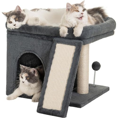 Kalanka-Arbre À Chat Pour Gros Adulte Chat, Grande Plate-Forme De Tour, Grimper Griffoir En Sisal, Maison D'intérieur Gros Pour Chat Vieux, Gris Foncé
