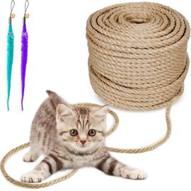 Rouleau De Corde En Sisal Naturel 100 M X 6 Mm - Pour Arbre à Chat, Griffoir DIY, Décoration - 100% Biodégradable Et Sans Produits Chimiques - 8
