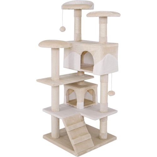 Arbre À Chat Arbre À Grimper Griffoir Pour Chat Hauteur 130 Cm, Gris/Blanc