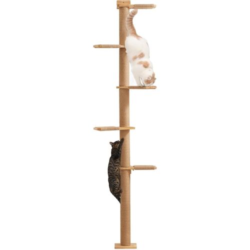Arbres À Chat 205,7 Cm, 5 Étages Du Sol Au Plafond, Griffoir Mural Pour Chat, Étagères Murales Pour Chat, Pour Grimper, Gratter, Observer Et Jouer