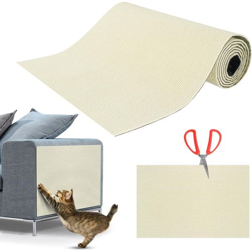 Teppc-Griffoir Chat Canapé, Protection Anti Griffe, Tapis Protecteur De Rayure, Diy Protège Canapé 200x40cm Beige