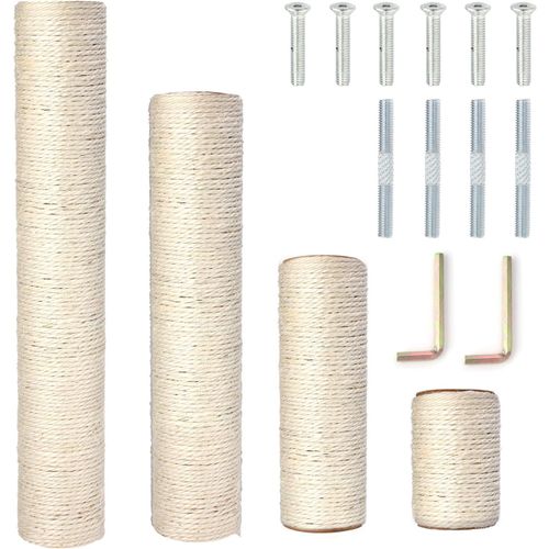 Teppc-Griffoirs De Rechange En Sisal Naturel Pour Chat - Diamètre 7cm- Avec M8 Vis Incluses- White (40cm+30cm+20cm+10cm)