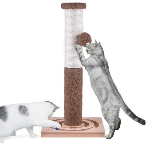 Teppc-- Poteau À Griffer Pour Chat En Sisal De 60 Cm De Haut (Jouet Interactif Pour Chat, Balle Suspendue, Facile À Assembler, 30 X 30 X 60 Cm)