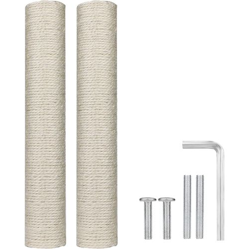 Loc-2 Pièces Poteau De Rechange Arbre A Chat,40cm Rouleau Griffoir Pour Avec 4 Vis M8 Naturel Batons En Sisal Chatons Tour D'arbre À Chat