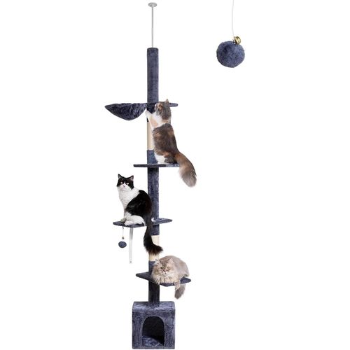Arbre À Chat, Petite Tour Pour Chat Avec Poteau À Griffer, Condo Pour Chat Avec Perche, Hamac Pour Chats D'intérieur, Chatons (Gris Clair, Hauteur : 230-275 Cm)