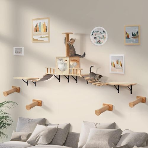 - Mur D'escalade Pour Chat - En Bois Massif - Extra Stable - Avec ¿¿Chelle Pour Chat - Lit Pour Chat - Arbre ¿¿ Chat - 12 Pi¿¿Ces - Jusqu'¿¿ 25 Kg