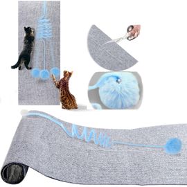 Teppc-Tapis Griffoir Pour Chat Auto-Adhésif Gris, Protection Canape Chat Anti Griffe 30×100 Cm, Climbing Cat Scratcher, Griffoir Chat Canapé Autocollant Pour Protège Canapés Meuble (Light Blue)