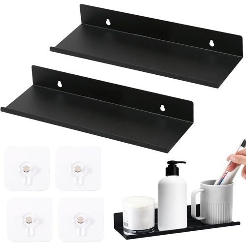 KALANKA-2 Pièces Etagere Murale Metal, Petite Etagere Murale Fixation Invisible avec Trous et Vis étagères Cuisine Murales pour Cuisine Salon Bureau Maison (20 X 8,5 X 5cm)