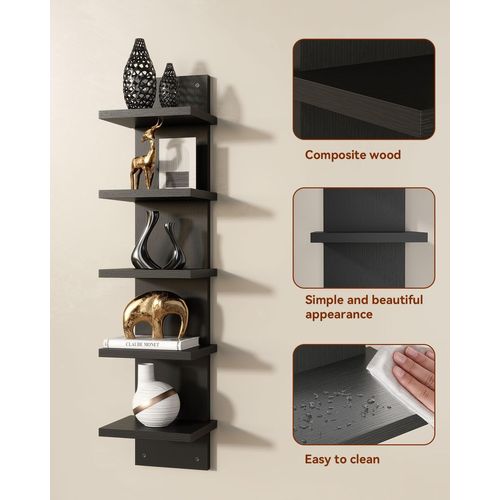 Étagère Verticale À 5 Niveaux, Étagère Murale Flottante, Étagère Murale Décorative Verticale Pour La Maison, La Chambre, Le Bureau Wbc009b