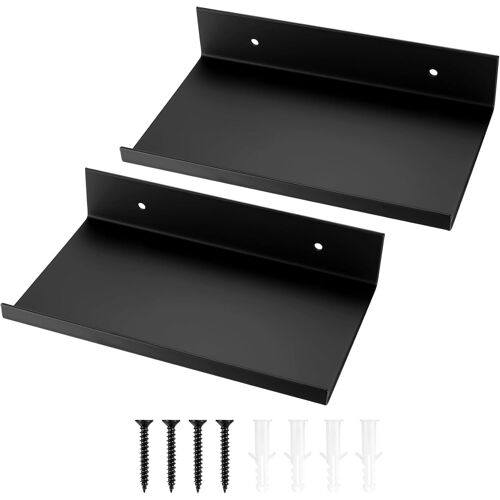 KALANKA-2 Pcs Etagere Murale Noire, Petite Étagère Murales, Etagere Noir, Tablette, Petites Étagère Murale Flottante pour Salle de Bain Chambre à Couche Cuisine Bureau Salon(20 x 12 x 4 cm)