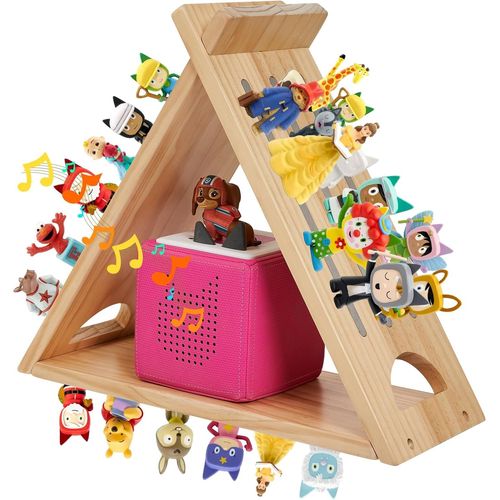 Tonies Box Étagère Murale Triangulaire Magnétique En Bois Pour 40 À 80 Personnages Pour Salle De Jeux Pour Enfants (Chêne Naturel)