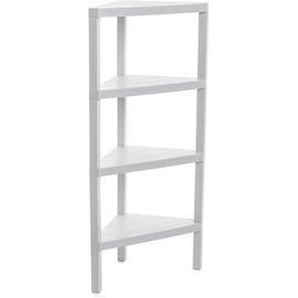 SUBZONAL-Etagere Plastique d'Angle 4 Niveaux | Résistante à l'Humidité | Inclut Fixation avec Vis et Compatible Système Quick Fix | Intérieur et Extérieur | Charge Jusqu¿à 32kg ¿ Modèle Lombok ¿ Blan