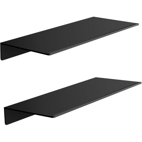 Etagere Murale sans Percage en Metal 2 Pièces, Étagère Flottante en Aluminium résistant à la Rouille, Tablette Murale pour Salon, Chambre, Salle de Bain (30cm, Blanche)