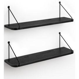 Etagere Murale en Bois Macramé Boheme à Deux étages Design, Etagere Suspendue Corde Flottante de Plantes Interieur,Rangement Decoration pour Salle de Bain Cuisine Chambre Bureau Salon