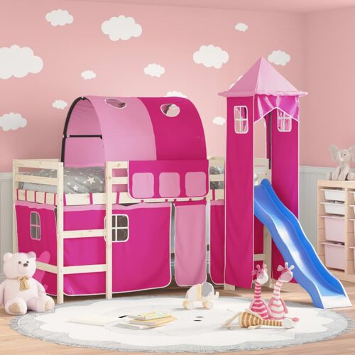 Vidaxl Rideaux Pour Lit Mezzanine Avec Tunnel Et Tour Rose