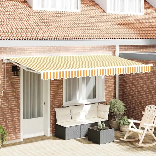 Vidaxl Toile De Rechange Pour Store Banne Jaune Et Blanc 400 X 200 Cm