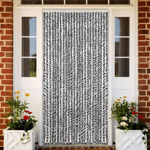 Vidaxl Rideau Anti-Mouches Gris Et Noir Et Blanc 100x200 Cm Chenille