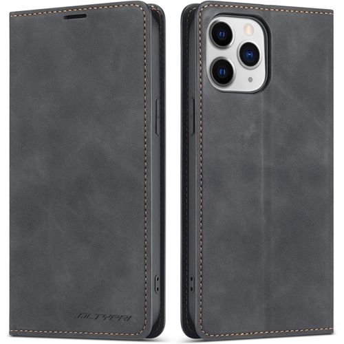 Coque Pour Iphone 11 Pro Max, Housse En Cuir Premium Pu Portefeuille Etui[Fentes Pour Cartes] [Fermoir Magnétique] [Stand Fonction] Flip Coque Pour Iphone 11 Pro Max - Noir[Ven8811302]