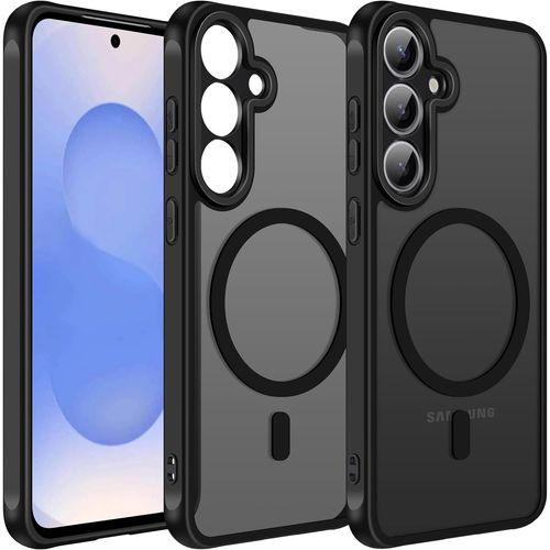 Coque Magnétique Pour Samsung Galaxy S25+ 5g / S25 Plus 5g, Compatible Avec Magsafe, Translucide Mat Arrière Étui De Protection En Silicone Liquide Antichoc Anti-Rayures Dos Bumper Housse, Noir