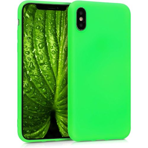 CAUC-Housse Compatible avec Apple iPhone X Coque - Housse de téléphone Protection Souple en Silicone - Vert Fuchsia