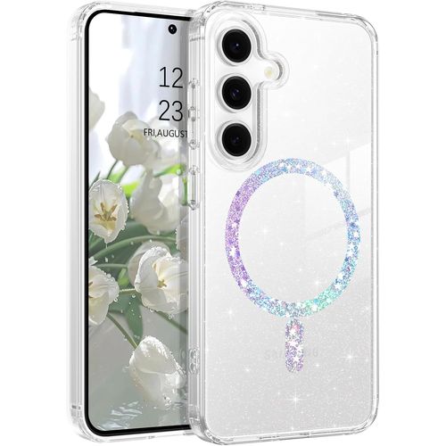 Magnétique Coque Pour Samsung S25 Plus Paillettes, Compatible Avec Magsafe, Brillante Etui Téléphone Pour Samsung Galaxy S25+ 6,7"" Case Antidérapante Housse Glitter, Transparente[MAG5295284]