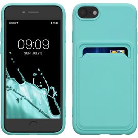 Coque Silicone Antidérapante Avec Compartiment Carte ¿ Compatible Iphone Se (2022/2020), Iphone 8 / Iphone 7 ¿ Menthe Glaciale