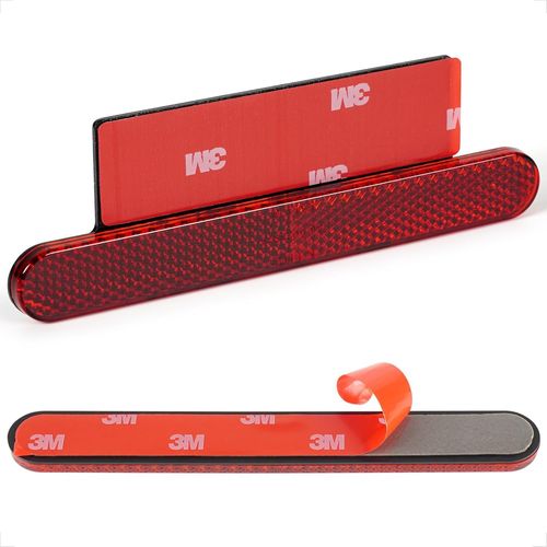 Réflecteur Arrière Moto 138 X 18 X 8 Mm Testé E4-Réflecteur ?il De Chat À L'arrière Avec Plaque En Aluminium Autocollante-Autocollants Réflecteurs 2 Pièces