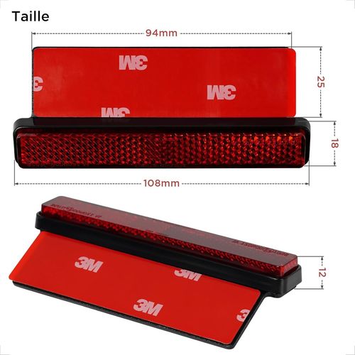 Réflecteur Arrière Pour Moto Testé E4-108 X 18 X 12mm Réflecteur ?il De Chat À L'arrière Avec Plaque En Aluminium De 150° Autocollante-Autocollants Réflecteurs 2 Pièces