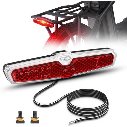 Ebike Lumiere Velo Arriere Avec Capteurs De Freinage Et Réflecteurs,Feu Arriere Velo Electrique Avec Imperméable Ipx5,Led Éclairage Arriere Velo De E-Bike Pour Rouler En Toute Sécurité Nuit