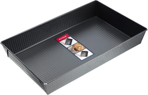 Jexnovashop-Moule À Gâteau Rectangulaire, Grand Moule À Pâtisserie Avec Revêtement Antiadhésif Et Bords Hauts, Accessoire De Cuisine (Noir, 40 X 25.5 Cm)