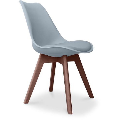 Premium Chaise Brielle Au Design Scandinave Avec Coussin - Pieds Sombres Gris Clair