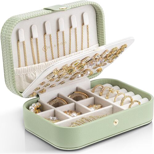 Kalanka-Boîte À Bijoux De Voyage, Rangement Élégant Pour Bijoux, Petit Organisateur De Bijoux Pour Boucles D'oreilles, Étui À Bijoux De Voyage, Idée Cadeau Pour Femmes Et Filles (Vert)