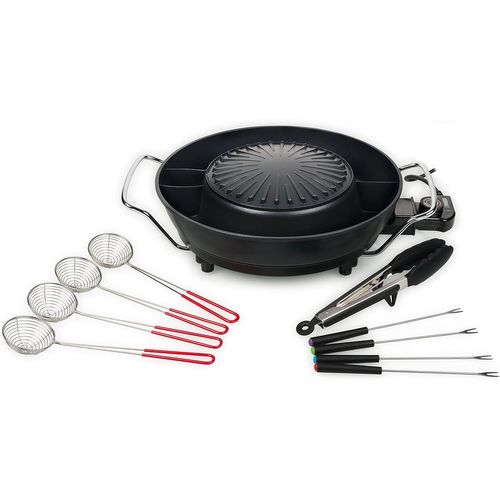 SUBZONAL-Barbecue coréen Hot Pot - Nombreux Accessoires Inclus - 3 L - 4 Personnes - 1 800 W, Noir