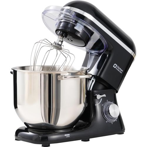 Robot Pâtissier 1400W, Bol 7,5L En Acier Inoxydable, 6 Vitesses, Tête Inclinable, Accessoires Inclus (Fouet, Crochet, Batteur), Idéal Pour Pâtisserie Et Boulangerie (Noir)