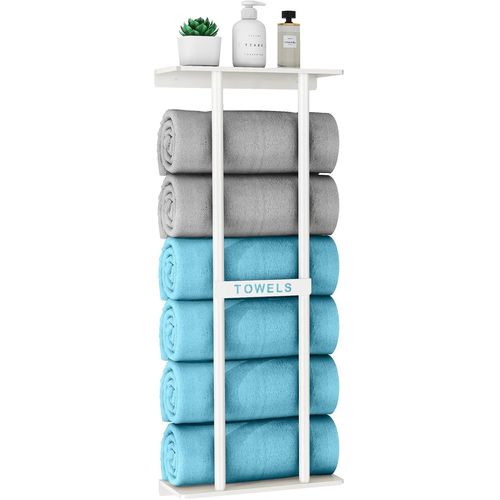 Bathroom Towel Racks Wall Mounted Towel Rack White 76 cm Large Towel Holder Organizer Vertical Towel Rack with Shelf for Bathroom Kitchen Toilet