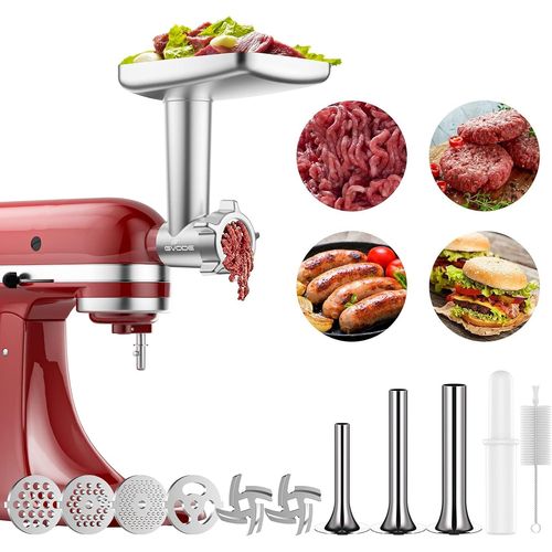 KALTD-Accessoire De Hachoir À Viande Pour Kitchenaid Robot Patissier,Comprenant 3 Cornes De Remplissage De Saucisses,Hachoir À Viande Pour Kitchenaid Accessoires