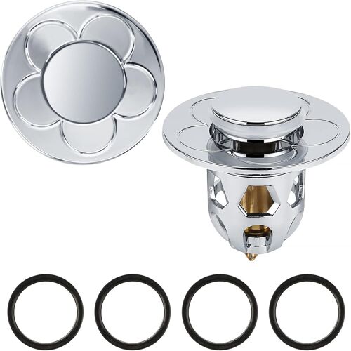 Bouchon De Lavabo Universel 2 Pièces,Bonde Lavabo Pop Up Flitre De Vidange Anti-Bloqué Pour Bain Cuisine Lavabo Evier,Applicable Au Diamètre 34-40 Mm(Argenté)[POU8807726]