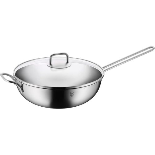 Jexnovashop-Wok À Induction 30 Cm, Wok Avec Couvercle En Verre, Acier Inoxydable Cromargan Poli, Non Revêtu, Passe Au Four