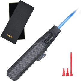 Briquet Tempête Avec Boîte Cadeau, Recharge Gaz Briquet Chalumeau De Cuisine Avec Verrouillage De Sécurité Et Flamme Réglable, Allume Gaz Coupe-Vent Pour Camping, Soudage(Noir)[Pou8808198]