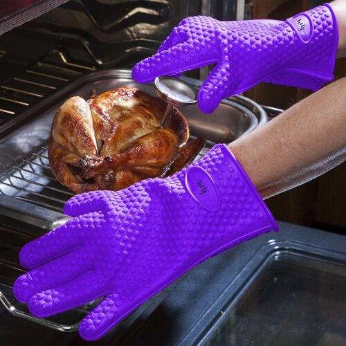 2 Gants De Cuisson En Silicone Pour Cuisines Et Barbecues, Set, Paire, Maniques, Gants De Four Lilas Violet[CHU10500461]