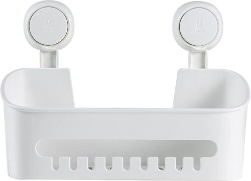 étagère de douche ventouse étagère murale sans perçage panier de douche auto-adhésif, étagère de cuisine en plastique, pour salle de bain, cuisine, salon blanc