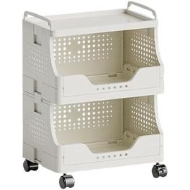 Chariot De Rangement À 3/4 Niveaux Avec Roulettes Et Poignées,Multifonctionnel Étagère De Rangement Accessoires Stockage Pour Cuisine Chambre Salle De Bain Salon Bureau,Blanc (3 Ni[POU8806820]