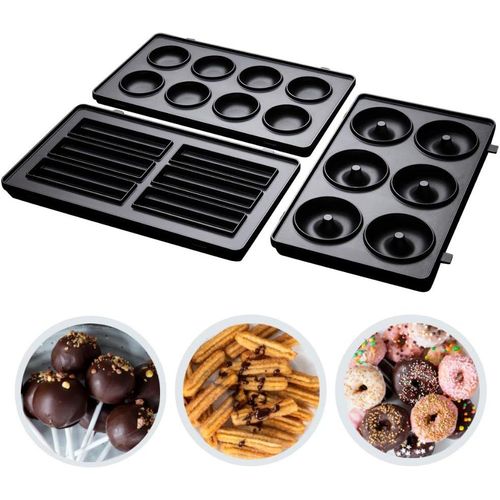 Set De 3 Plaques Amovibles Supplémentaires Pour Appareil Croque Monsieur 3 En 1 Fiesta 24540-56 (Pour Cake Pop, Mini Donut & Churros, Antiadhésives & Compatibles Lave-Vaisselle) 25[PLA6120745]