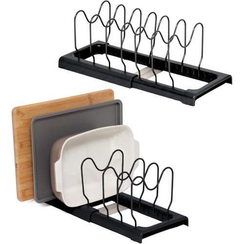 Support extensible pour plaques de cuisson et planches à découper Rangement des couvercles de casseroles Organisateur de placard de cuisine Gris