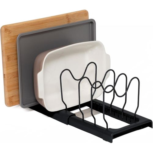 Support extensible pour plaques de cuisson et planches à découper Rangement des couvercles de casseroles Organisateur de placard de cuisine Gris