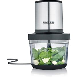 SUBZONAL-SEVERIN Hachoir électrique 400 W multifonction d'une capacité d'1 Litre, garanti sans BPA, Hachoir à viande, oignons, herbes, fromage, etc., Broyeur universel, noir mat/inox, KM 3867