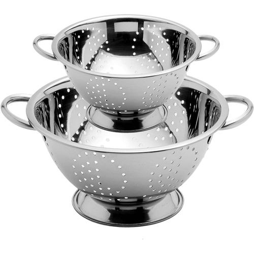 Passoire Cuisine - Passoire Double Anse En Acier Inoxydable - Ustensile De Cuisine - Tamis Cuisine Avec Poignées Et Base En Inox - Tamis De Cuisine - Acier Inoxydable Lot De 2-[APP8811664]