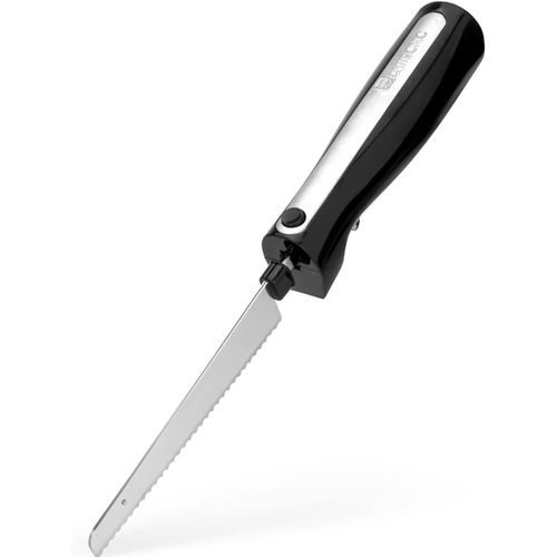 SUBZONAL-EM 3702 couteau électrique, couteau électrique, couteau de cuisine électrique, aide de cuisine avec moteur de 120 W, boîte de rangement incluse, acier inoxydable/noir